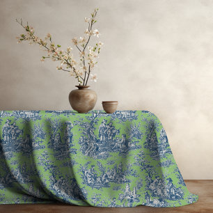 Elegant Vintage Green Blue Toile Design Tablecloth