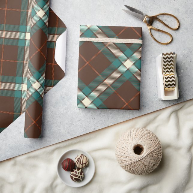 Elegant Vintage Green Brown Plaid Tissue Paper (Crafts)