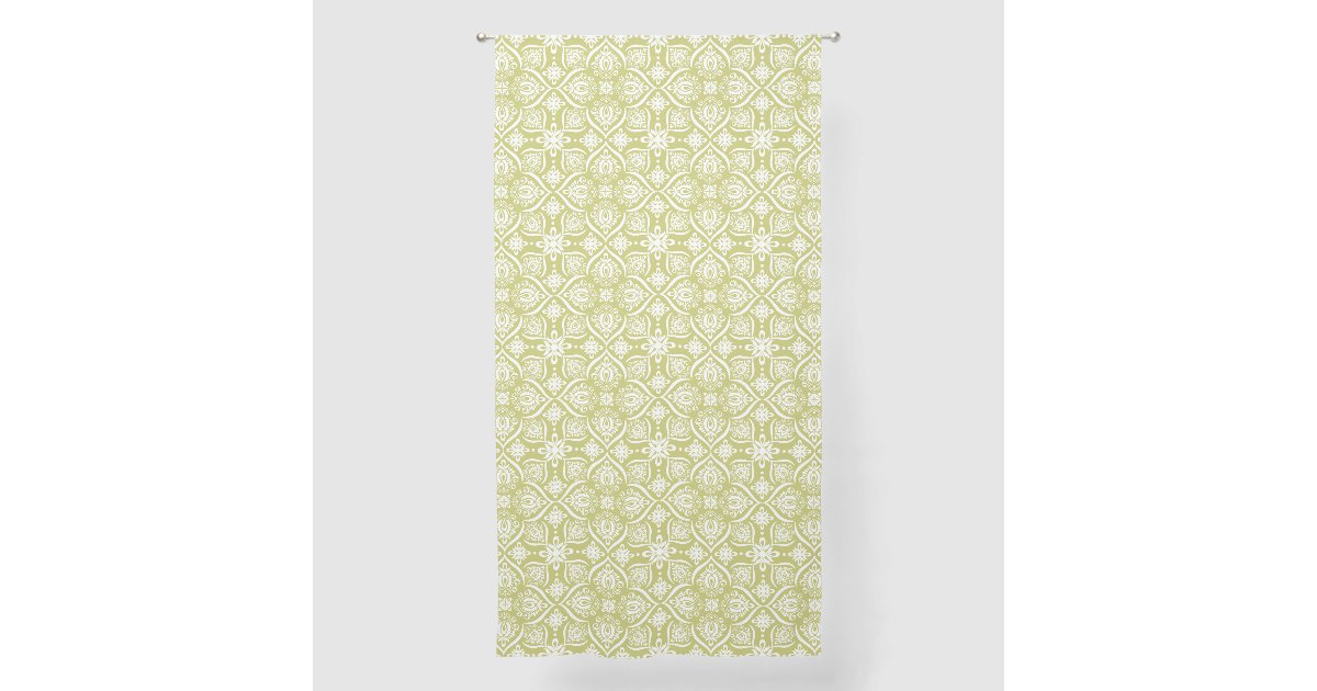 Elegant Vintage Green Damask Floral Pattern Sheer Curtains | Zazzle