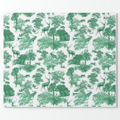 Elegant Vintage Green Deer Fox Country Toile Wrapping Paper (Flat)