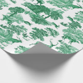 Elegant Vintage Green Deer Fox Country Toile Wrapping Paper (Corner)