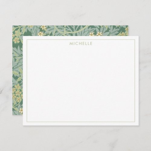 Elegant Vintage Green Jasmine Floral Botanical Note Card