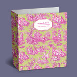 Elegant vintage green pink  toile de jouy 3 ring binder<br><div class="desc">Vintage green pink toile de jouy printed 3 ring binder. This toile de jouy vintage romantic pattern is inspired by the exquisite designs of french countryside scenes. These sophisticated Toile prints are an all time rage at the moment, beautiful designs that bring natural beauty to any item. They combine both...</div>
