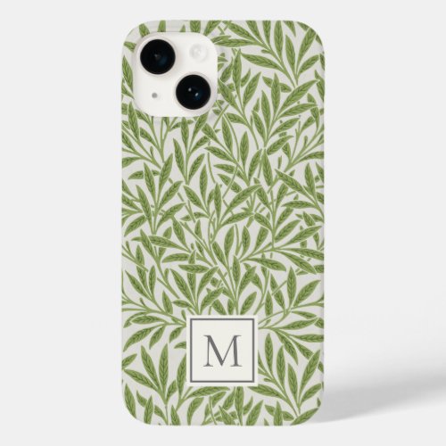 Elegant Vintage Green Willow Leaves Monogram Case_Mate iPhone 14 Case