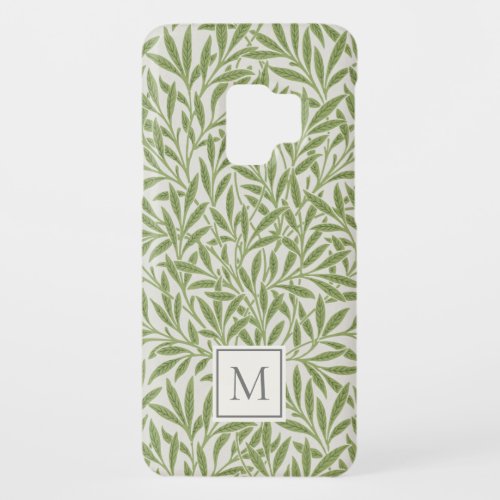 Elegant Vintage Green Willow Leaves Monogram Case_Mate Samsung Galaxy S9 Case