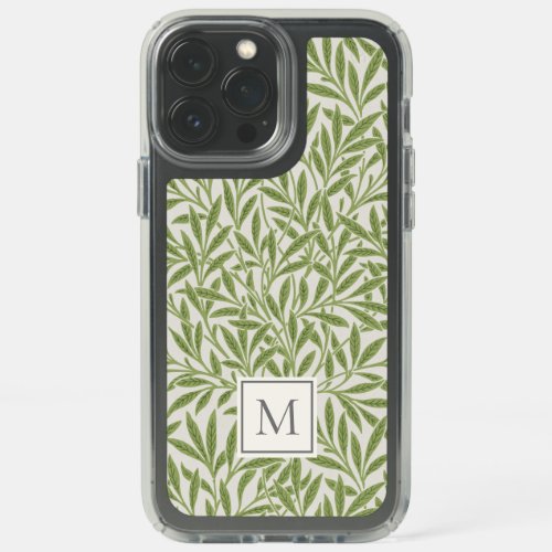 Elegant Vintage Green Willow Leaves Monogram Speck iPhone 13 Pro Max Case