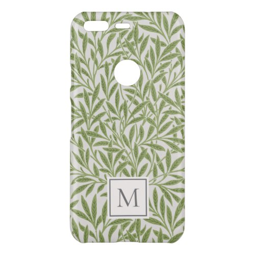 Elegant Vintage Green Willow Leaves Monogram Uncommon Google Pixel Case