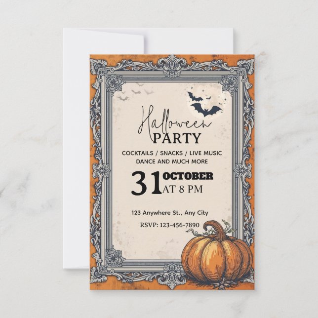 Elegant Vintage Halloween Party Invitation – Edita (Front)