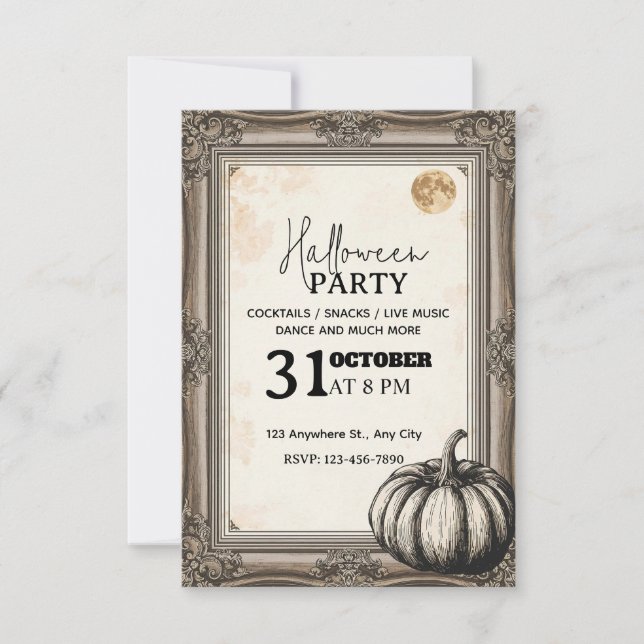 Elegant Vintage Halloween Party Invitation – Edita (Front)