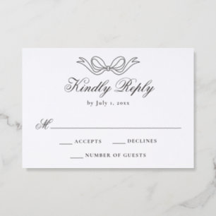 Elegant Vintage Hand-Drawn Bow Wedding Letterpress RSVP Cards