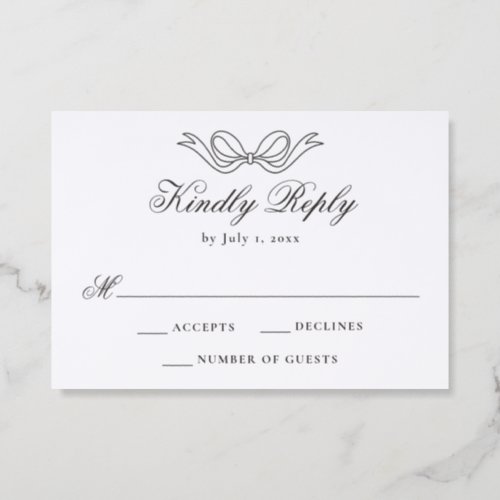 Elegant Vintage Hand-Drawn Bow Wedding Letterpress RSVP Cards