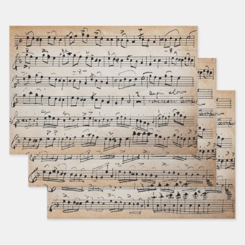 Elegant Vintage Handwrite Sheet Music Notes Kraft 