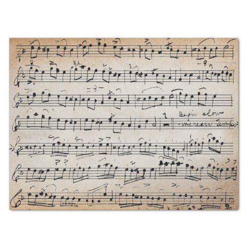 Elegant Vintage Handwrite Sheet Music Notes Kraft 