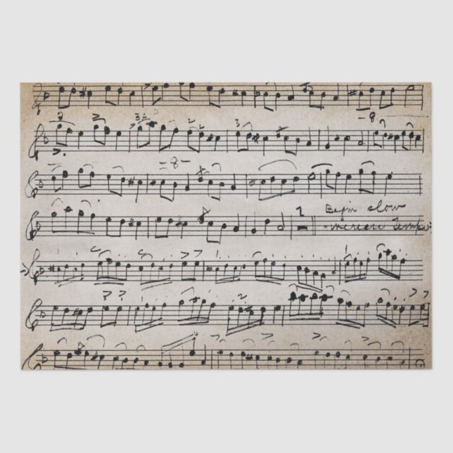 Elegant Vintage Handwrite Sheet Music Notes Kraft  (Front)