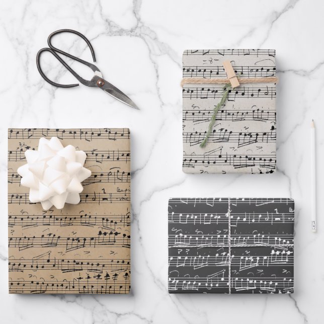 Elegant Vintage Handwrite Sheet Music Notes Kraft  (Front)