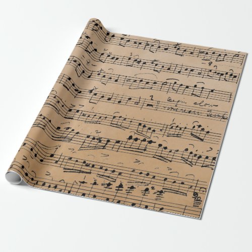 Elegant Vintage Handwrite Sheet Music Notes Kraft Wrapping Paper