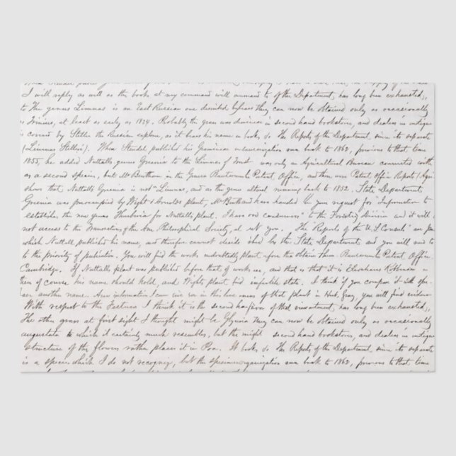 Elegant Vintage Handwritten Letter Script Tissue Paper (Front)