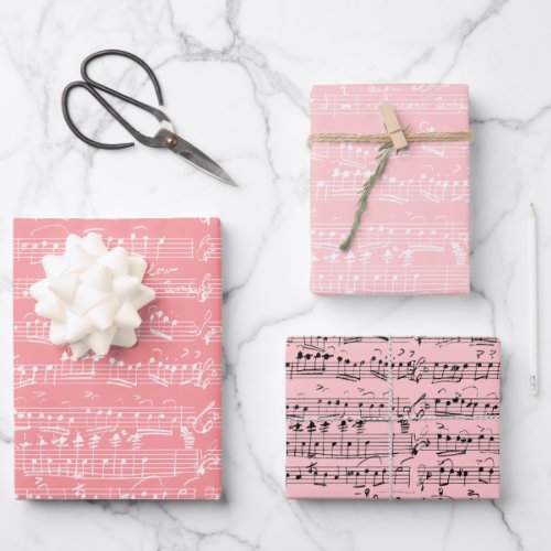 Elegant Vintage Handwritten Sheet Music Notes Pink