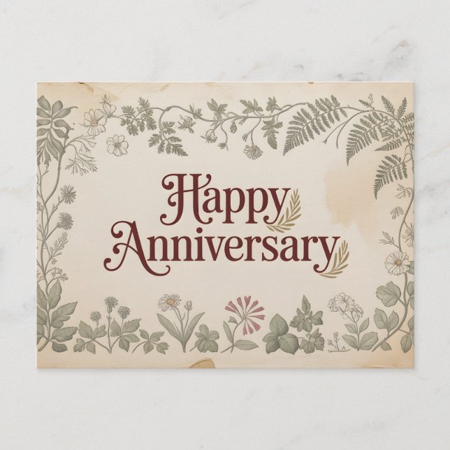 Elegant Vintage "Happy Anniversery" Design Postcard (Front)