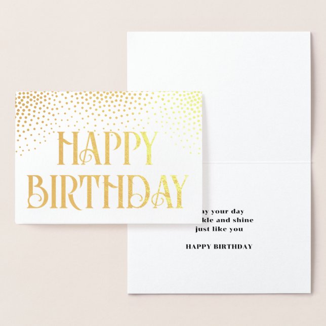 Elegant Vintage Happy Birthday & Glittery Confetti Foil Card (Display)