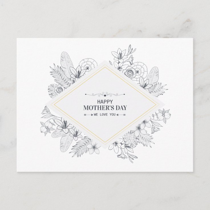 Elegant Vintage Happy Mothers Day Postcard Zazzle