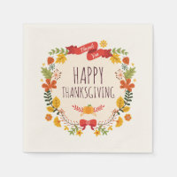 Elegant Vintage Happy Thanksgiving | Napkin