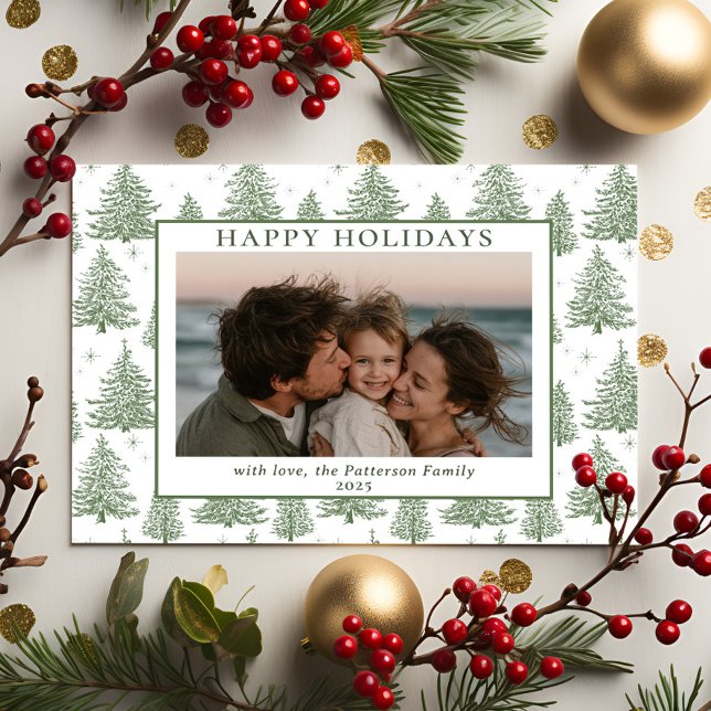 Elegant Vintage Holiday Toile Photo Greeting Card (Creator Uploaded)