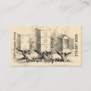 Elegant Vintage Honey Bee Hives Business Card
