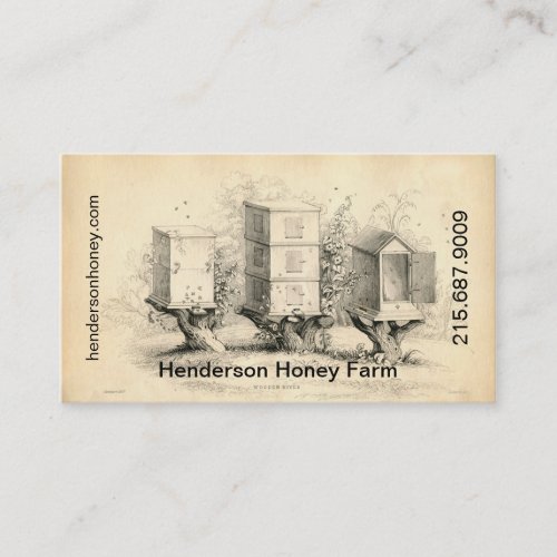 Elegant Vintage Honey Bee Hives Business Card