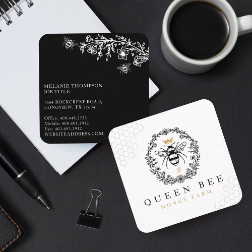 Elegant Vintage Honey Queen Bee Black  White Calling Card