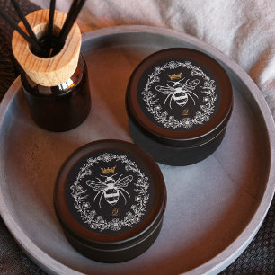 Elegant Vintage Honey Queen Bee Black & White Clas Classic Round Sticker