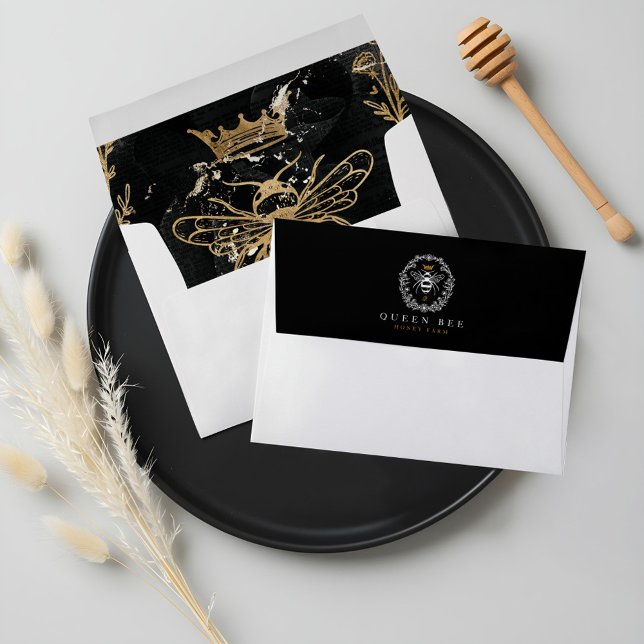 Elegant Vintage Honey Queen Bee Black & White Envelope (Elegant Vintage Honey Queen Bee Black & White Envelope)