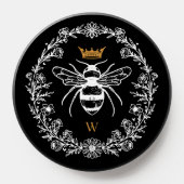 Elegant Vintage Honey Queen Bee Black & White PopSocket (Popsocket)