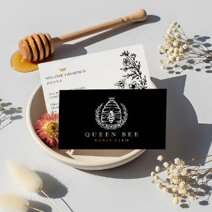 Elegant Vintage Honey Queen Beehive Floral Wreath Business Card