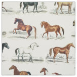 Elegant Vintage Horse Breeds Fabric
