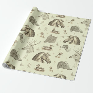 Elegant Vintage Horse English Country Hunting Wrapping Paper
