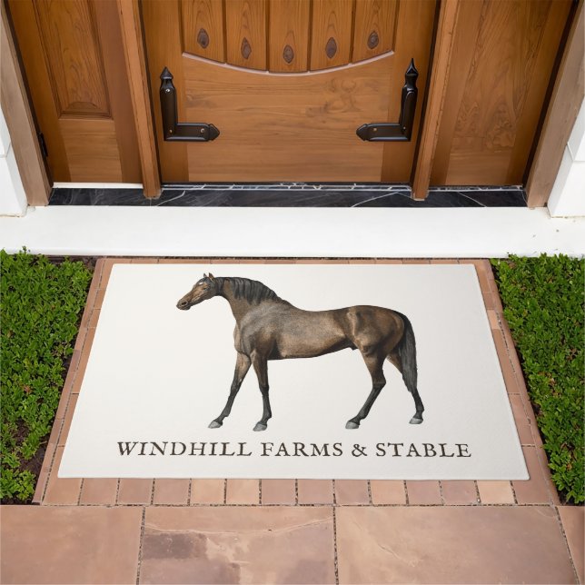 Elegant Vintage Horse Equestrian Barn Doormat (Outdoor)