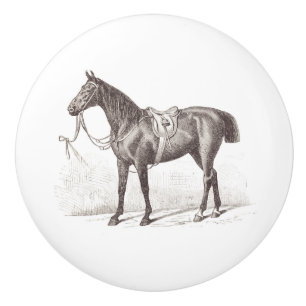 Elegant vintage horse equestrian ceramic knob