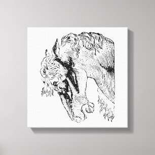 Elegant Vintage Horse Illustration Canvas Print