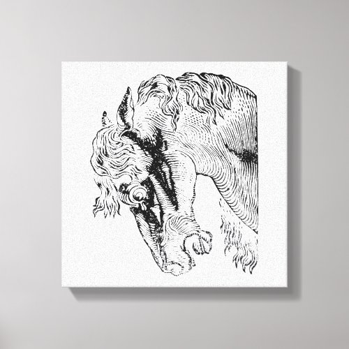 Elegant Vintage Horse Illustration Canvas Print