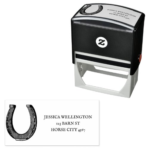 Elegant Vintage Horse Shoe Equestrian Address Self_inking Stamp
