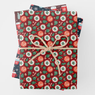 Elegant Vintage Hot Cocoa & Candy Sweets Pattern Wrapping Paper Sheets