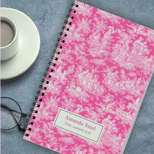 Elegant vintage hot pink toile de jouy notebook