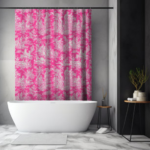 Elegant vintage hot pink toile de jouy shower curtain