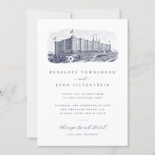 Elegant Vintage Hotel Destination Wedding Invitation
