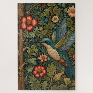 Elegant vintage hummingbird art boho chic jigsaw puzzle