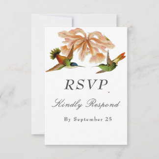 Elegant Vintage Hummingbird Watercolor Wedding RSVP Card