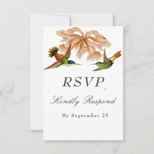 Elegant Vintage Hummingbird Watercolor Wedding RSVP Card