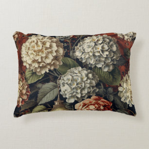 Elegant vintage Hydrangea Floral Pattern Accent Pillow