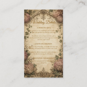 Elegant Vintage Hydrangea Wedding Enclosure Card